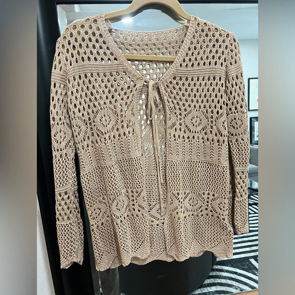 SHEIN Tan Crochet Swim Coverup